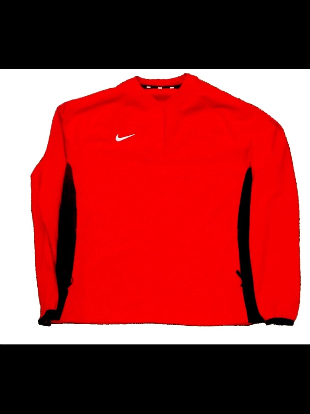 Nike Red Crewneck Sweater with Black Side Panels and White Swoosh